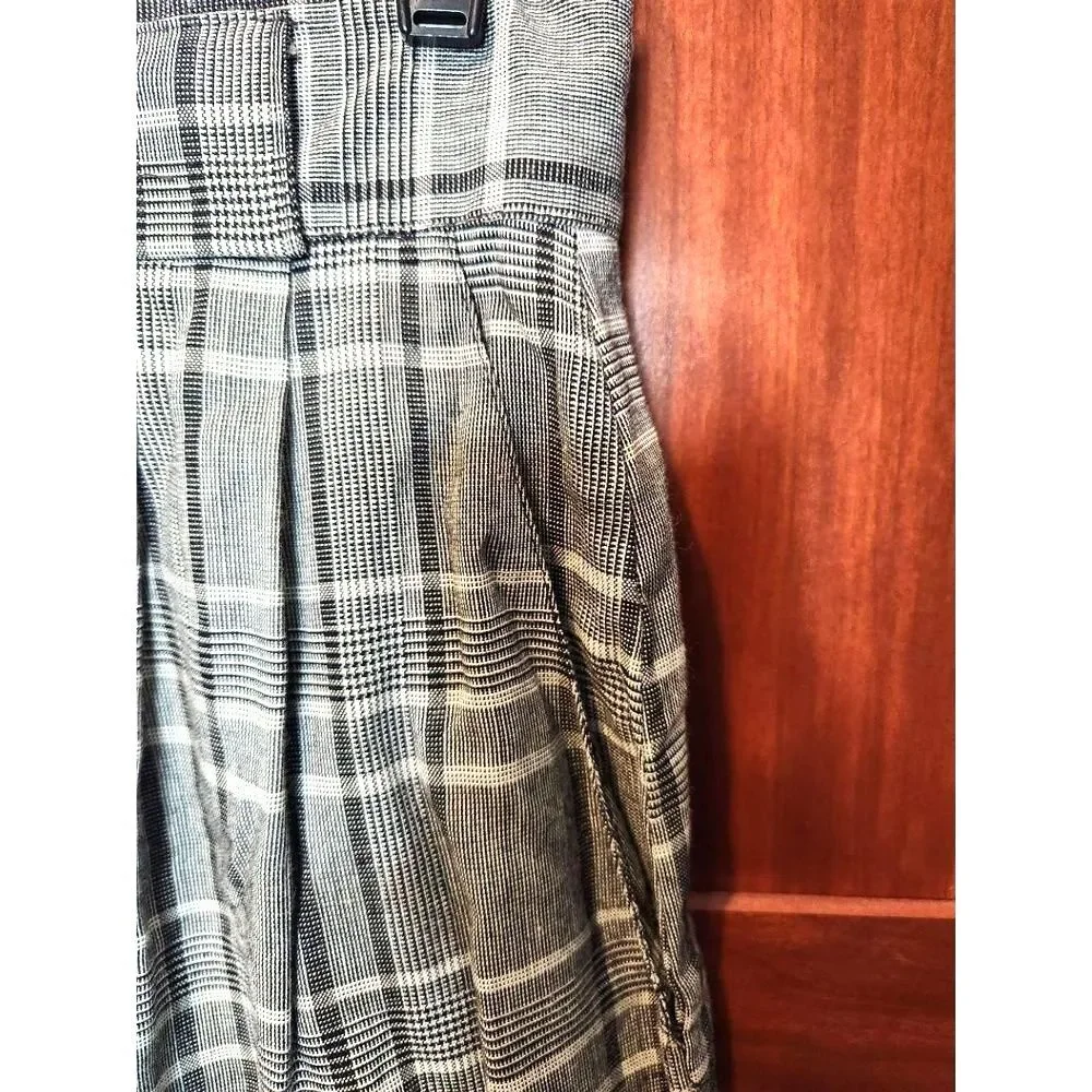 Samantha Skirt Black White Plaid Knee Length Pleated Made USA Size M Vintage!
